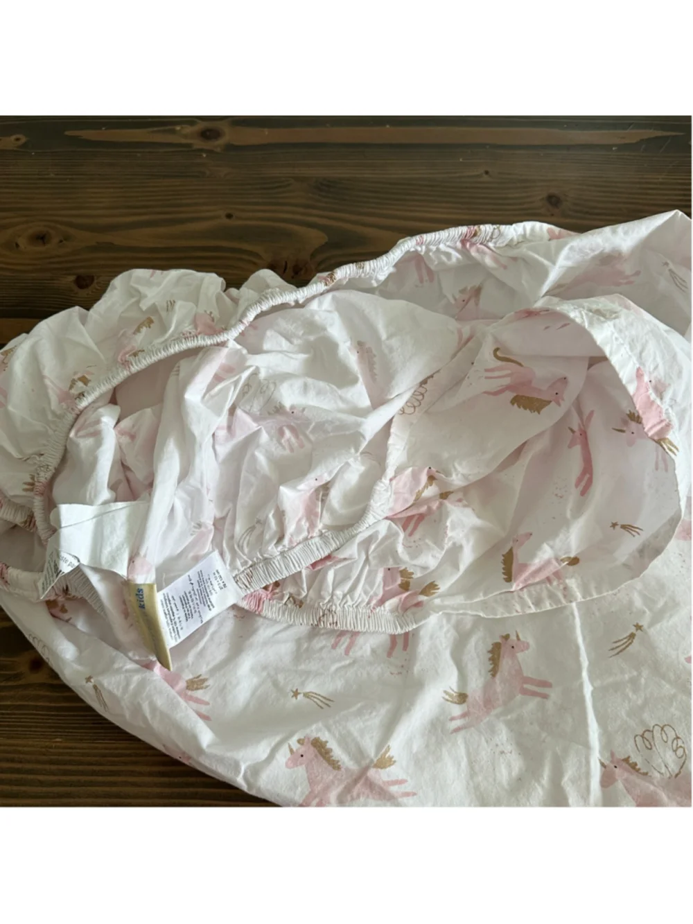 Pottery Barn Kids Crib Sheet Unicorn Pink Gold Organic Cotton White Fitted